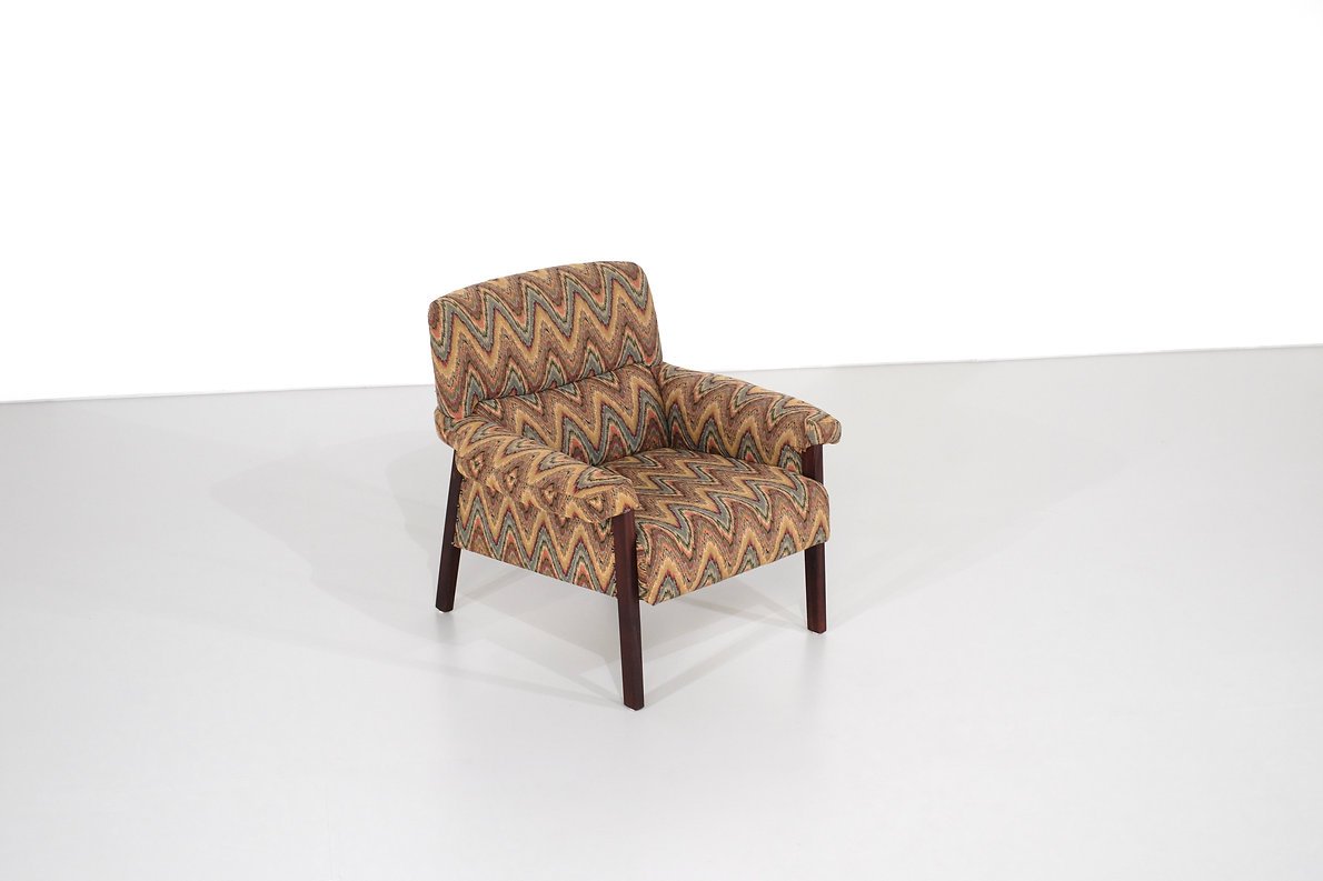 Fauteuil italien mid-century en tissu chevron-photo-2