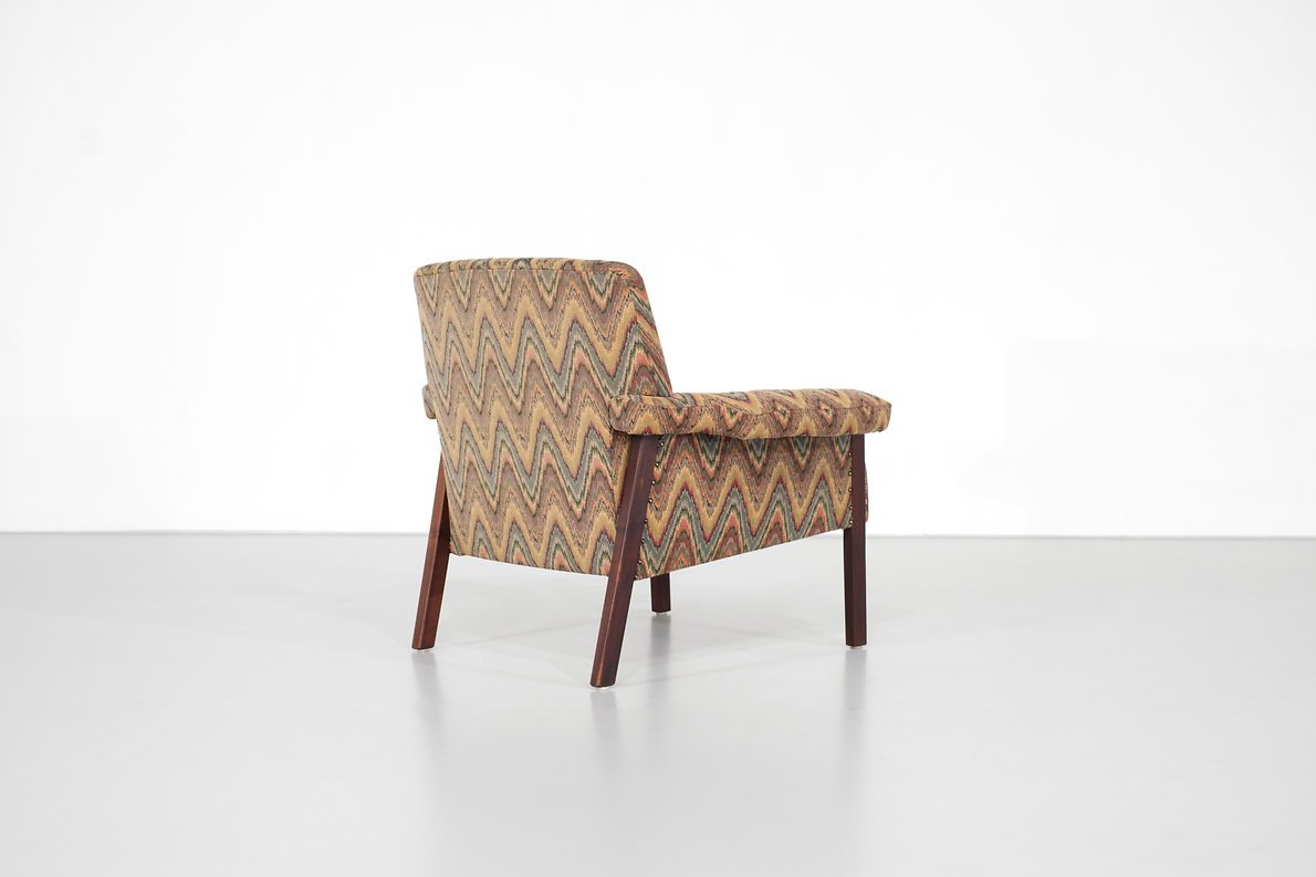 Fauteuil italien mid-century en tissu chevron-photo-3