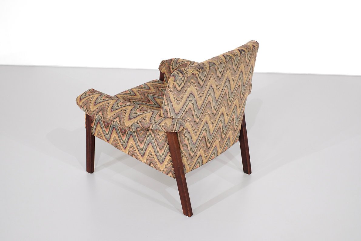 Fauteuil italien mid-century en tissu chevron-photo-4