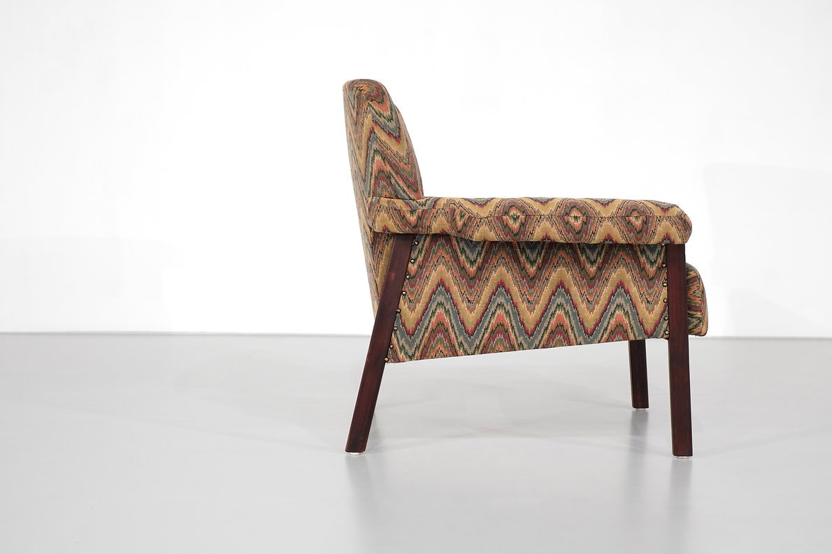Fauteuil italien mid-century en tissu chevron-photo-1
