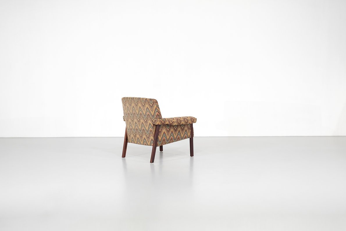 Fauteuil italien mid-century en tissu chevron-photo-2