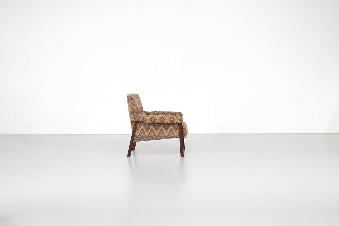 Fauteuil italien mid-century en tissu chevron-photo-3