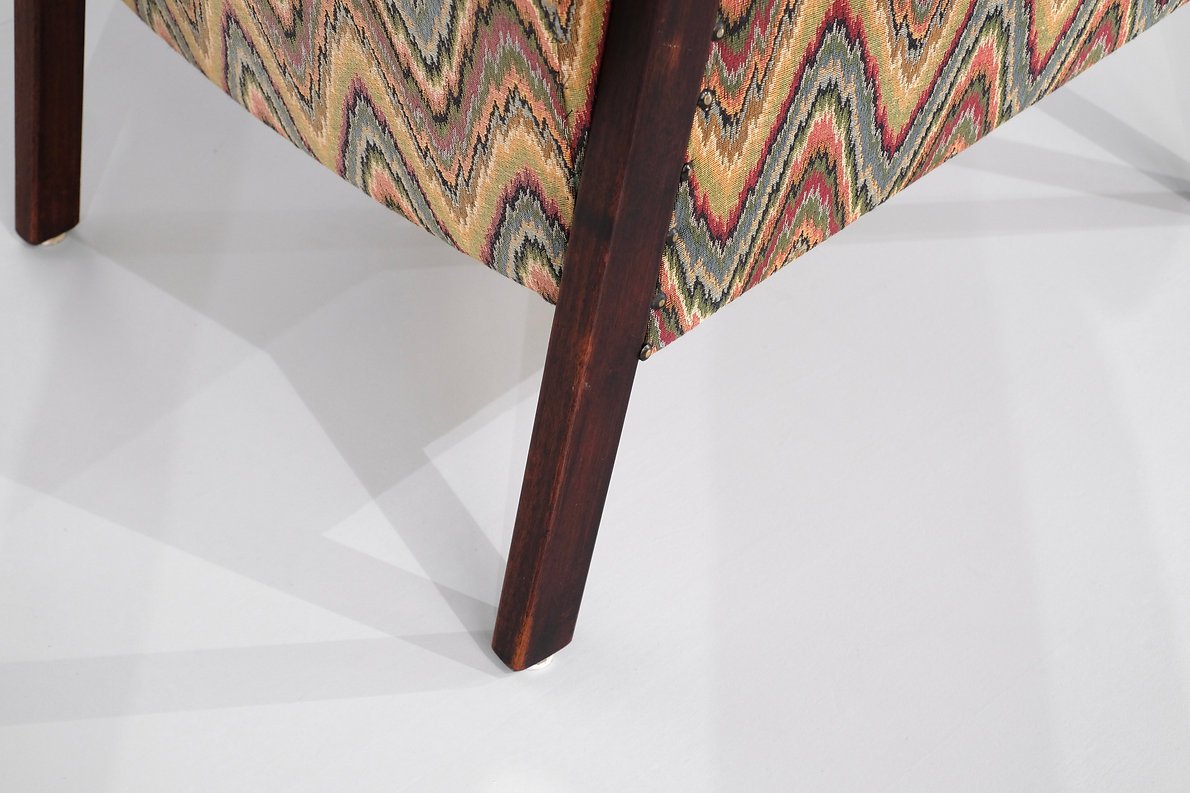 Fauteuil italien mid-century en tissu chevron-photo-4