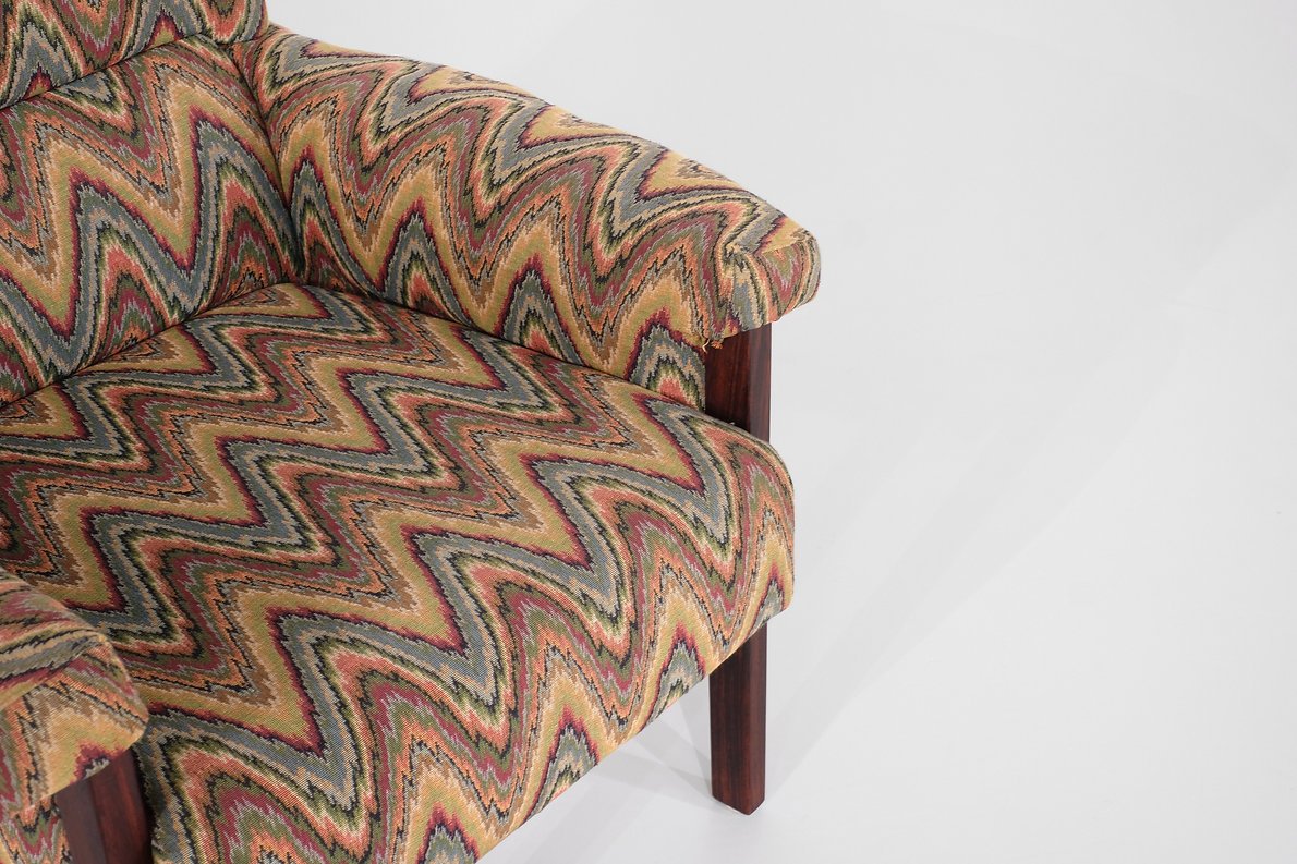 Fauteuil italien mid-century en tissu chevron-photo-5