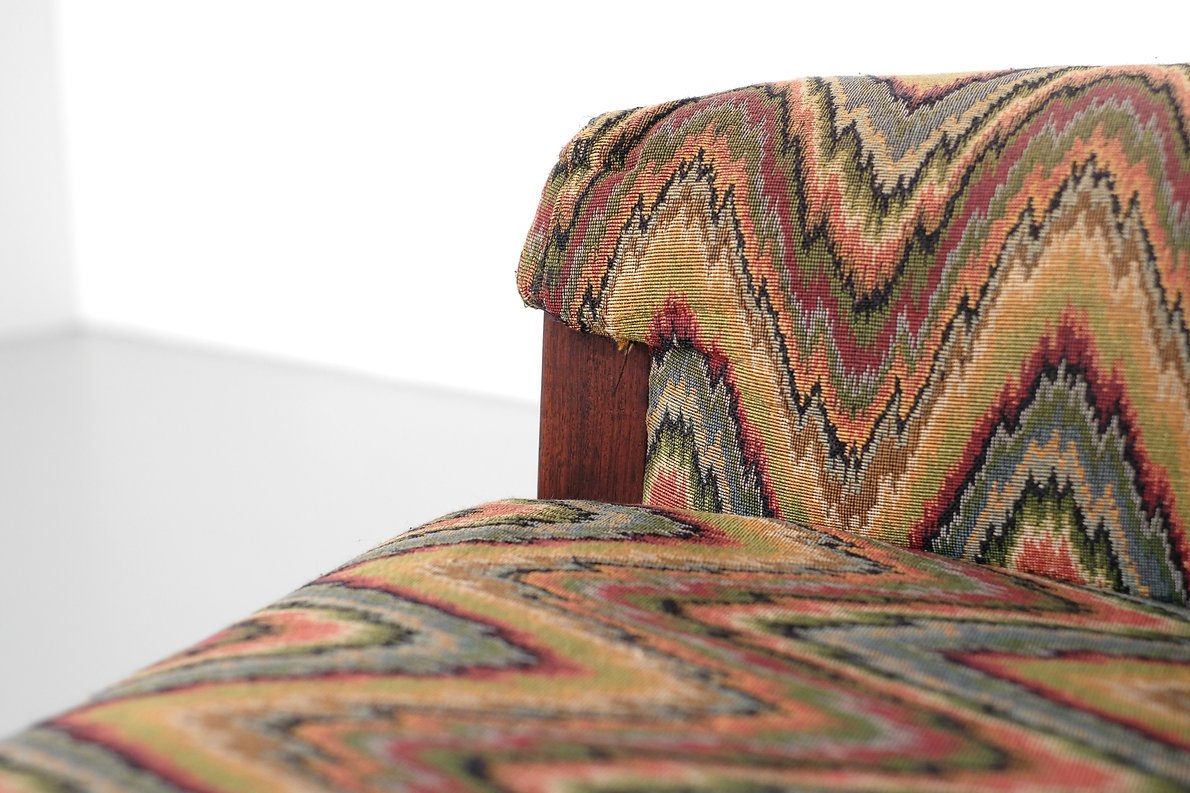 Fauteuil italien mid-century en tissu chevron-photo-6