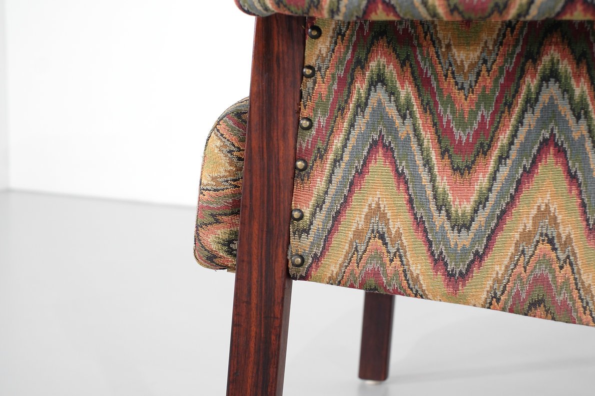Fauteuil italien mid-century en tissu chevron-photo-7