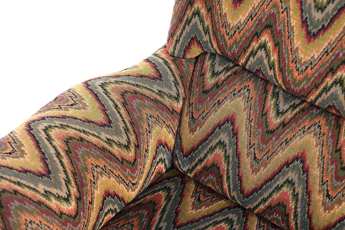 Fauteuil italien mid-century en tissu chevron-photo-8