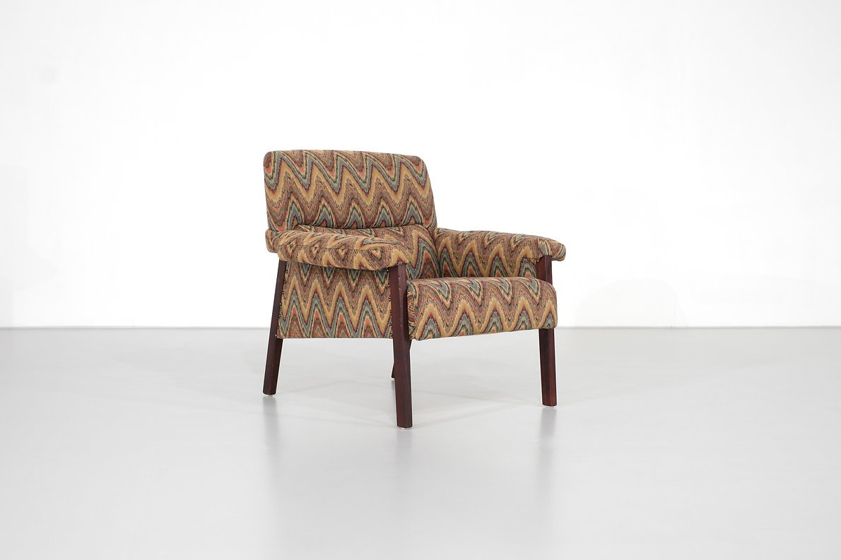 Fauteuil italien mid-century en tissu chevron