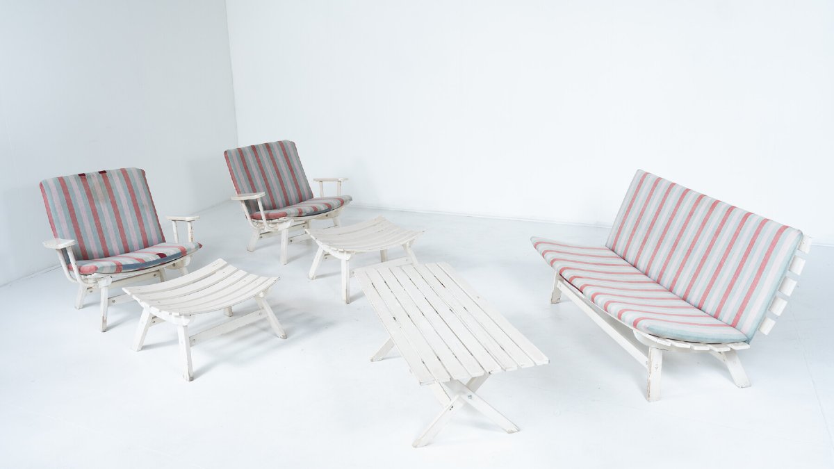Outdoor Seating Set By Carlo Hauner Original Upholstery, Italy -photo-2