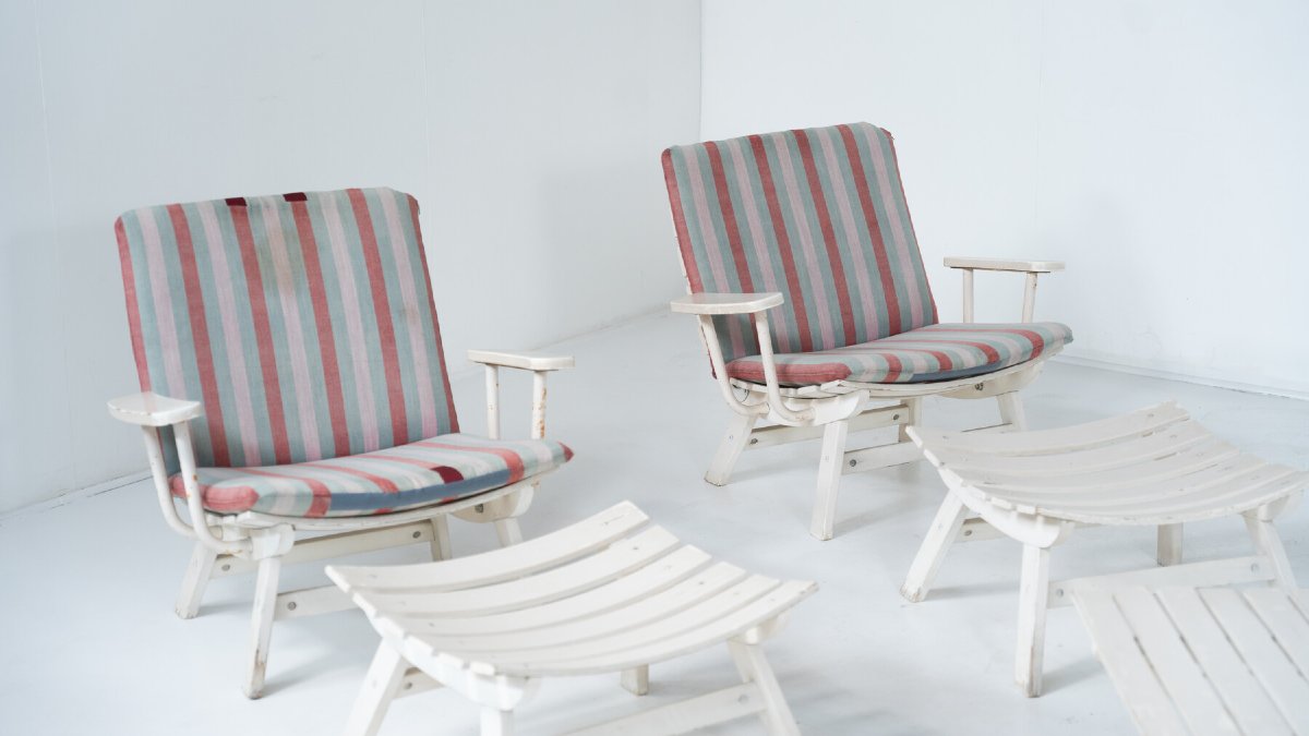 Outdoor Seating Set By Carlo Hauner Original Upholstery, Italy -photo-3