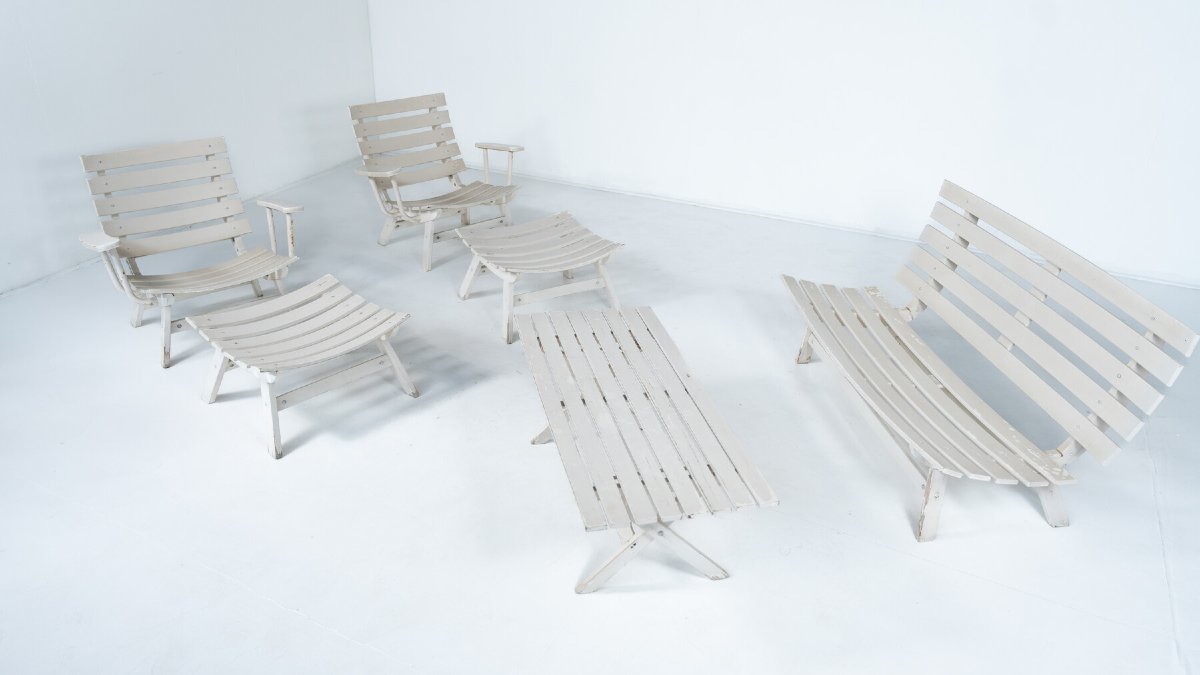 Outdoor Seating Set By Carlo Hauner Original Upholstery, Italy -photo-2