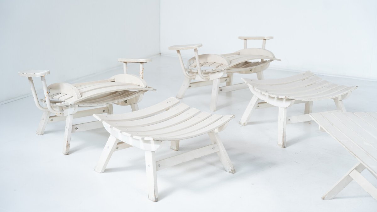 Outdoor Seating Set By Carlo Hauner Original Upholstery, Italy -photo-5