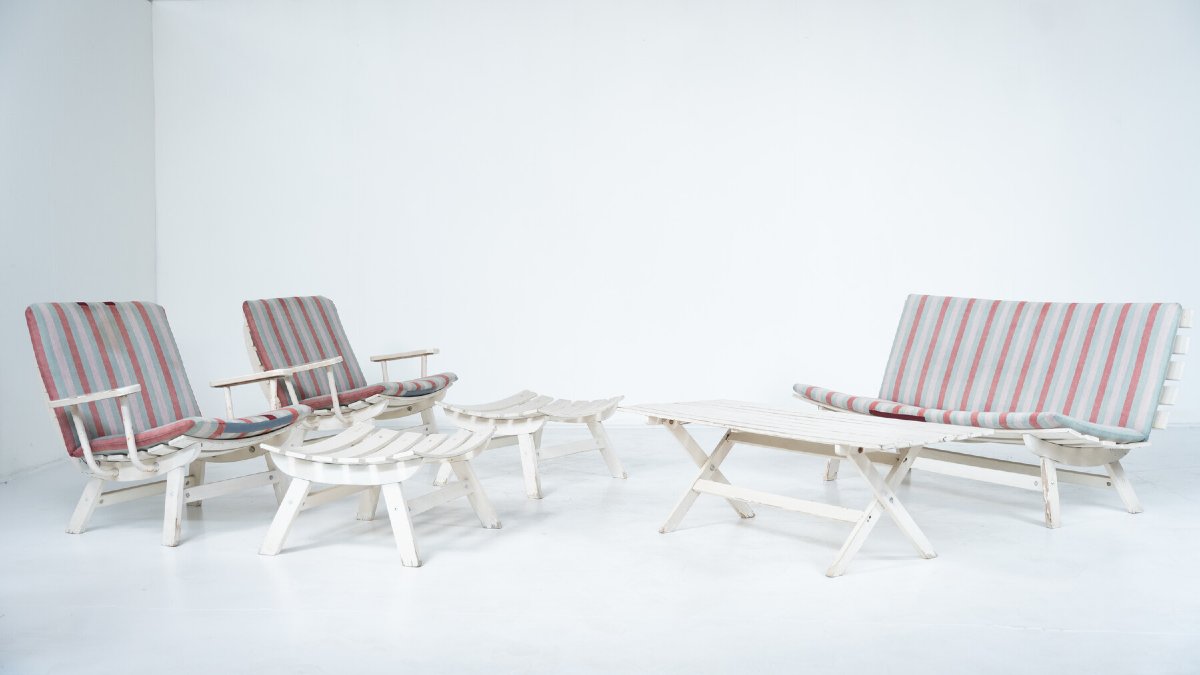 Outdoor Seating Set By Carlo Hauner Original Upholstery, Italy 
