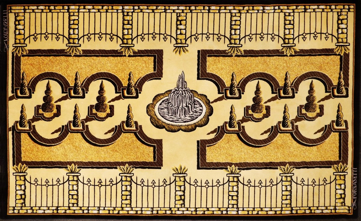 "giardini All'italiana" Wool Rug By Piero And Barnaba Fornasetti, Italy, 1970s
