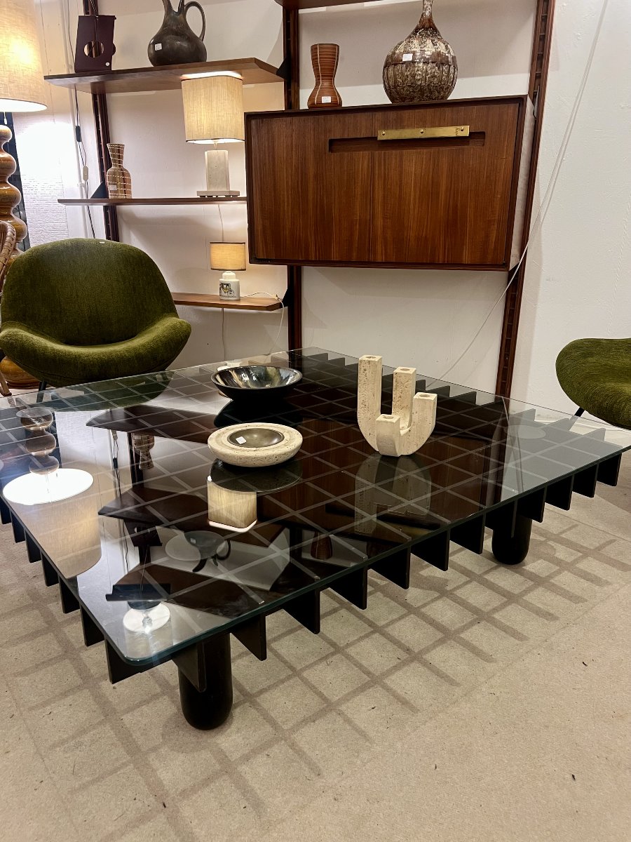 Table basse dans le style de Gianfranco Frattini, Italie, 1970s-photo-2