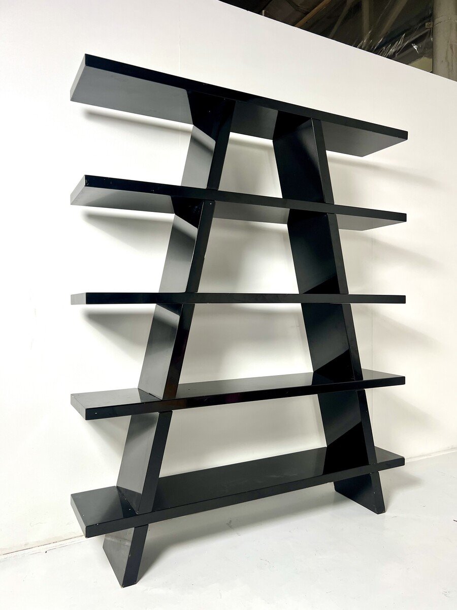 Black Lacquered Shelves, Italy, 1980s-photo-2
