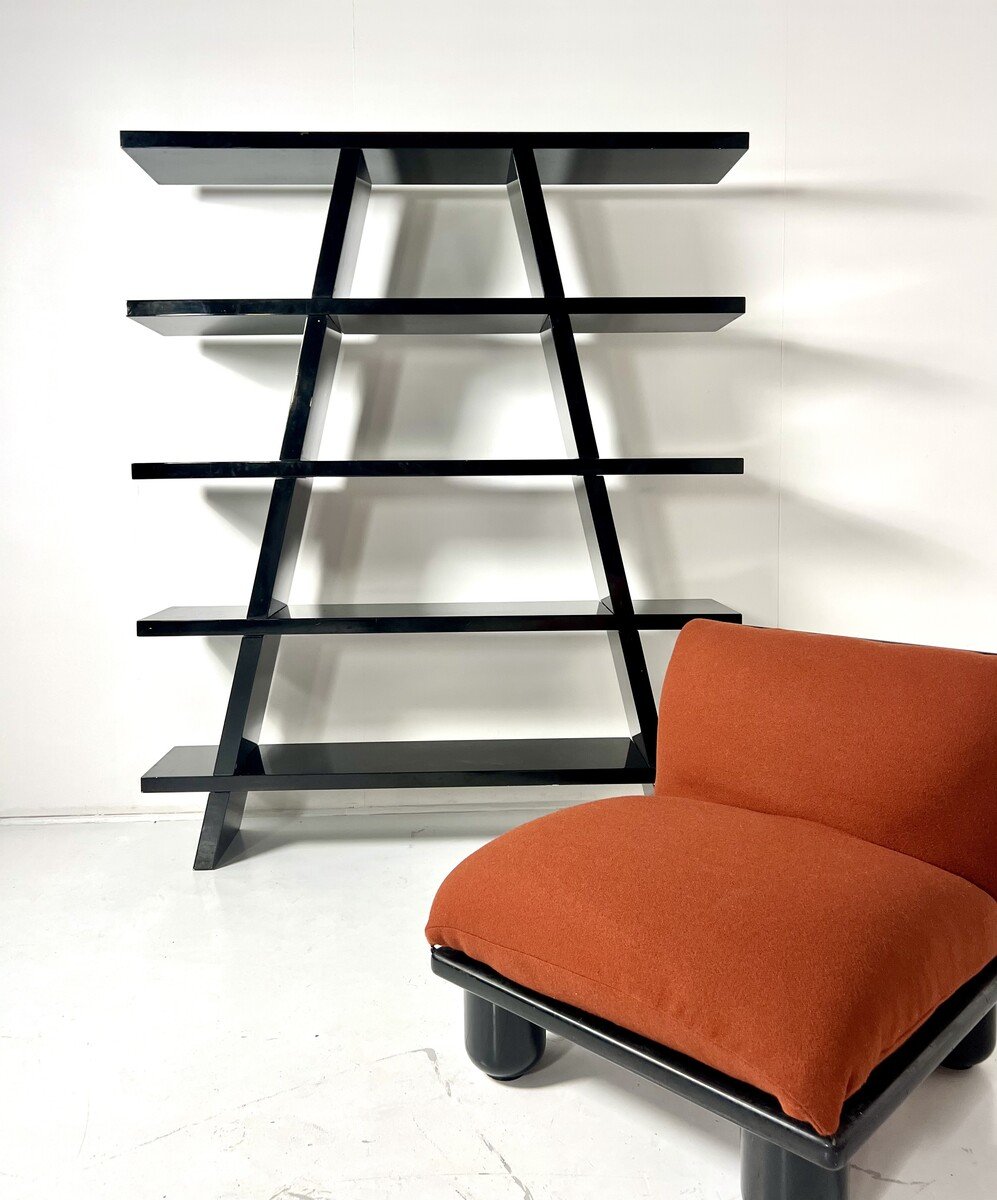 Black Lacquered Shelves, Italy, 1980s