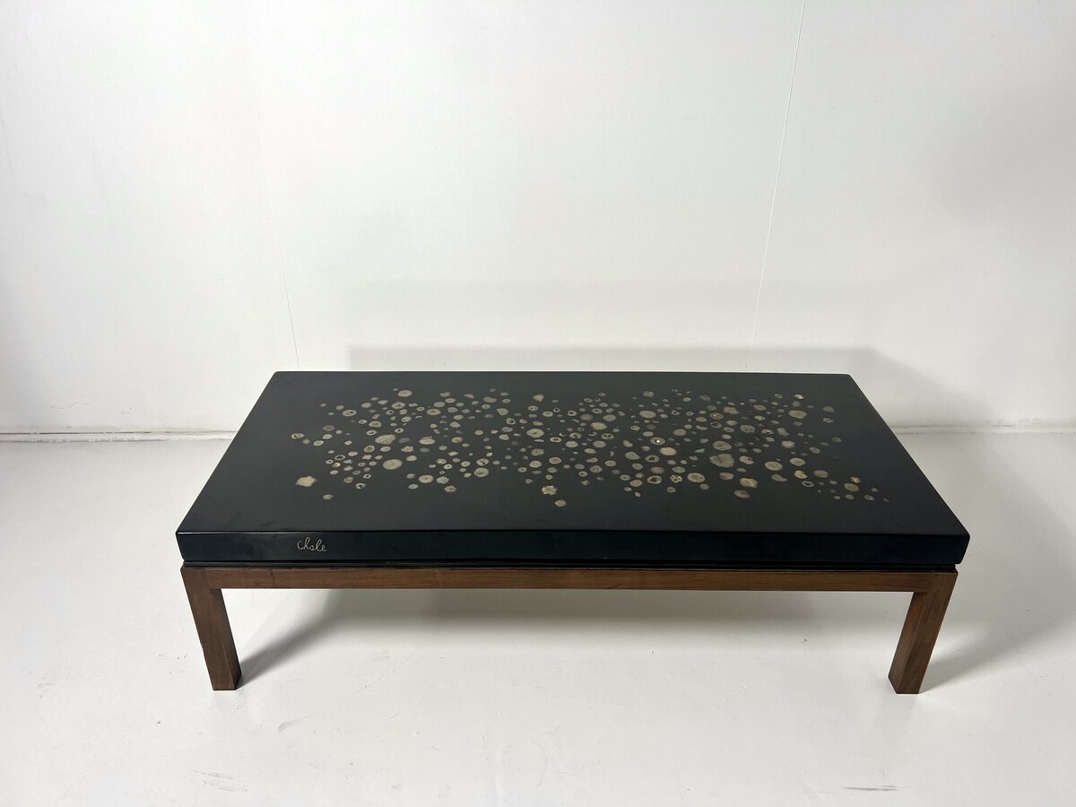 Black Resin Coffee Table By Ado Chale, Belgium 