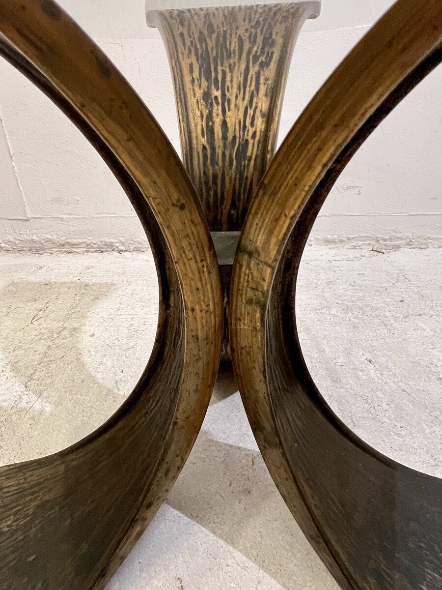 Mid-century Glass And Bronze Coffee Table, 1960s-photo-3