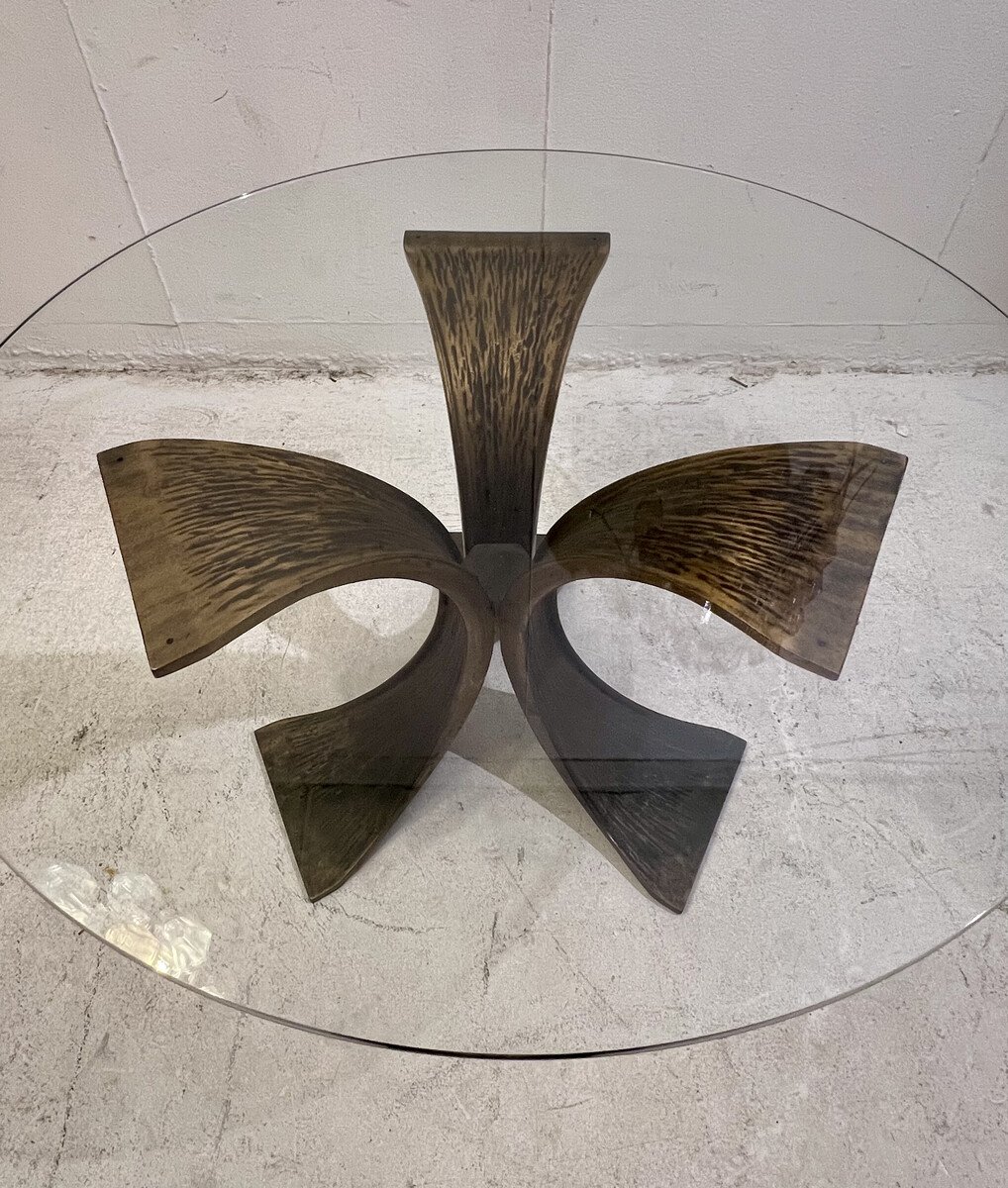 Mid-century Glass And Bronze Coffee Table, 1960s-photo-4