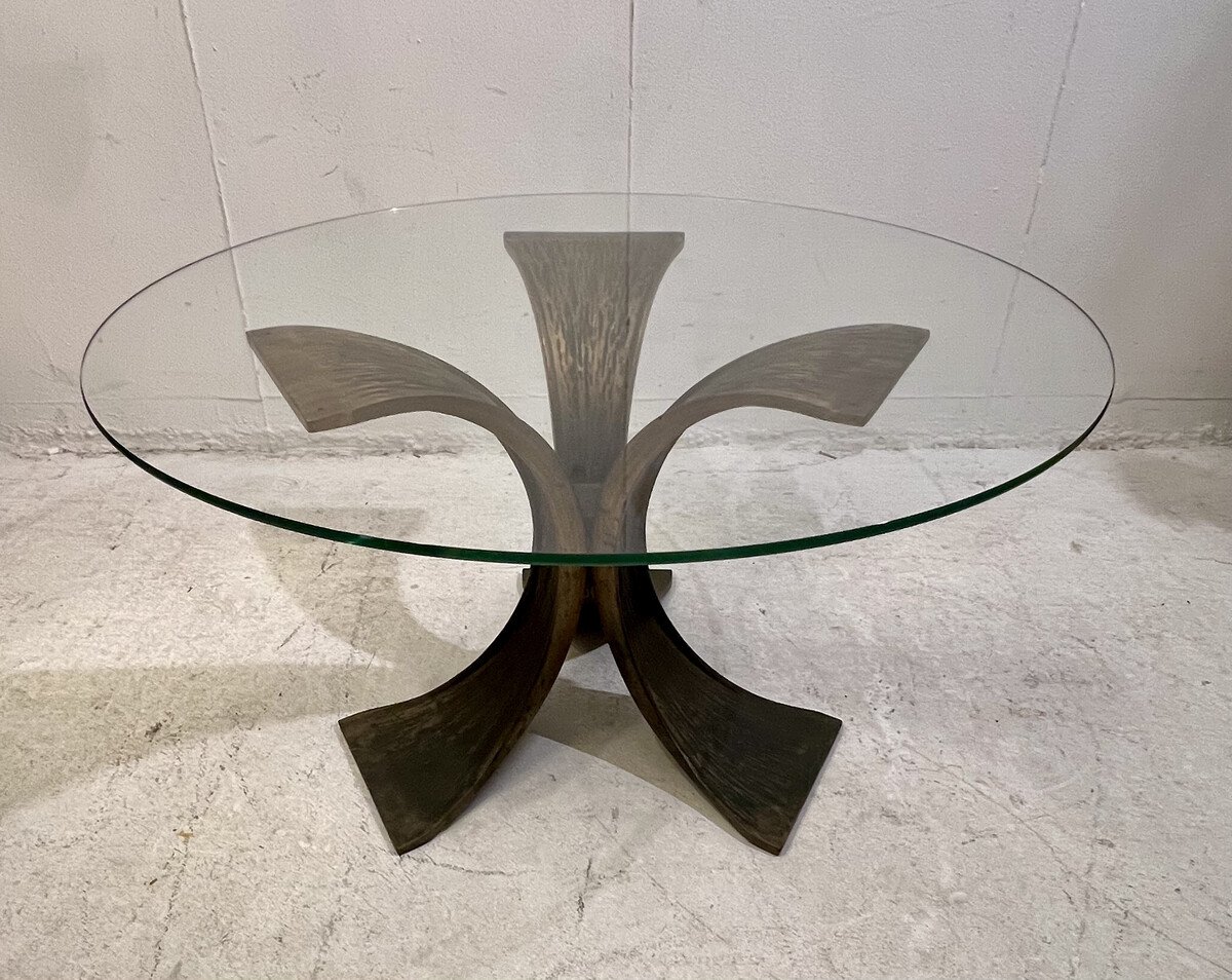 Mid-century Glass And Bronze Coffee Table, 1960s
