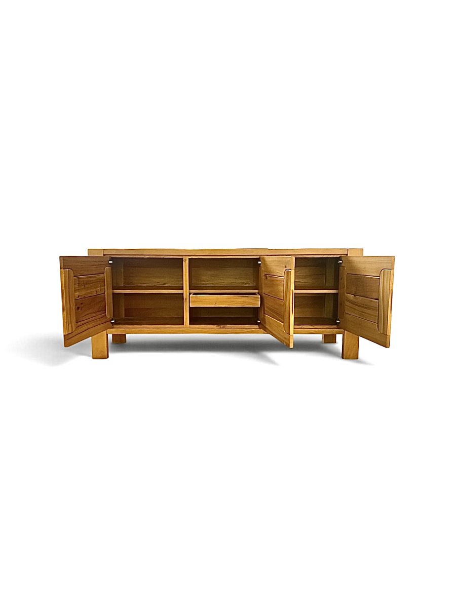 "maison Chauvin" Brutalist Sideboard, Solid Elm, France, 1970s.-photo-2