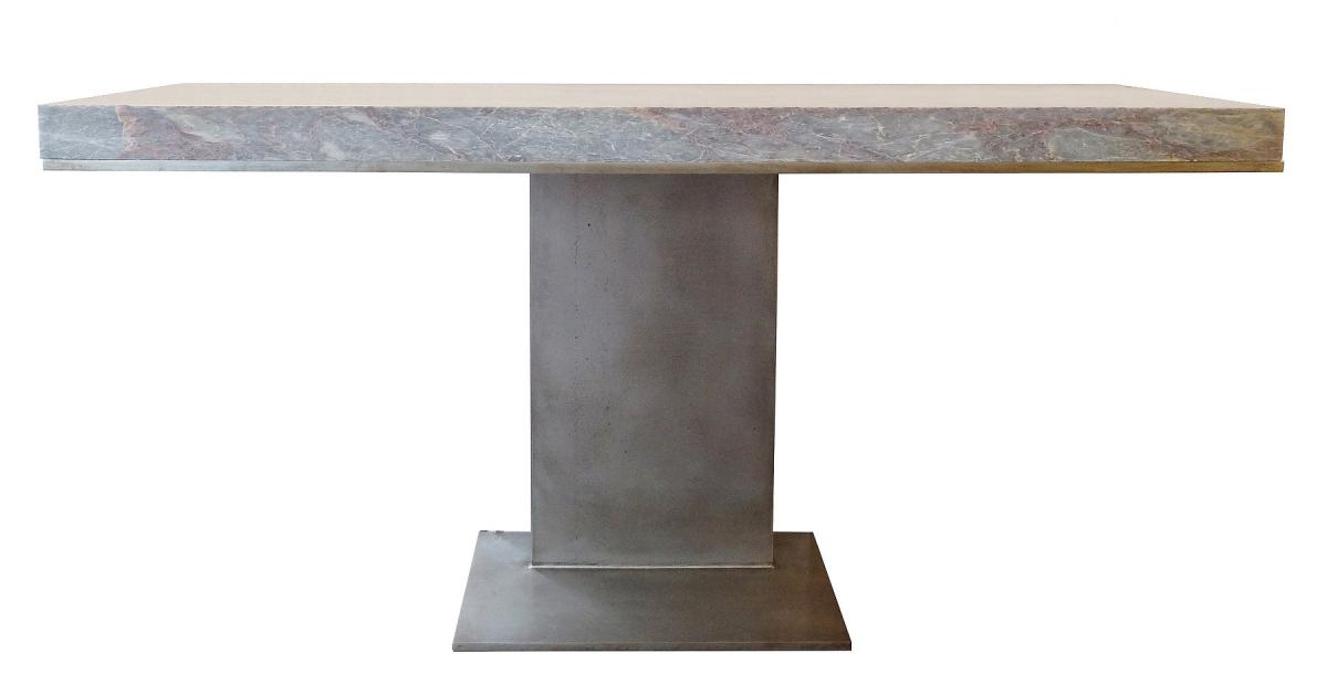 Large Console With Pink Marble Tray