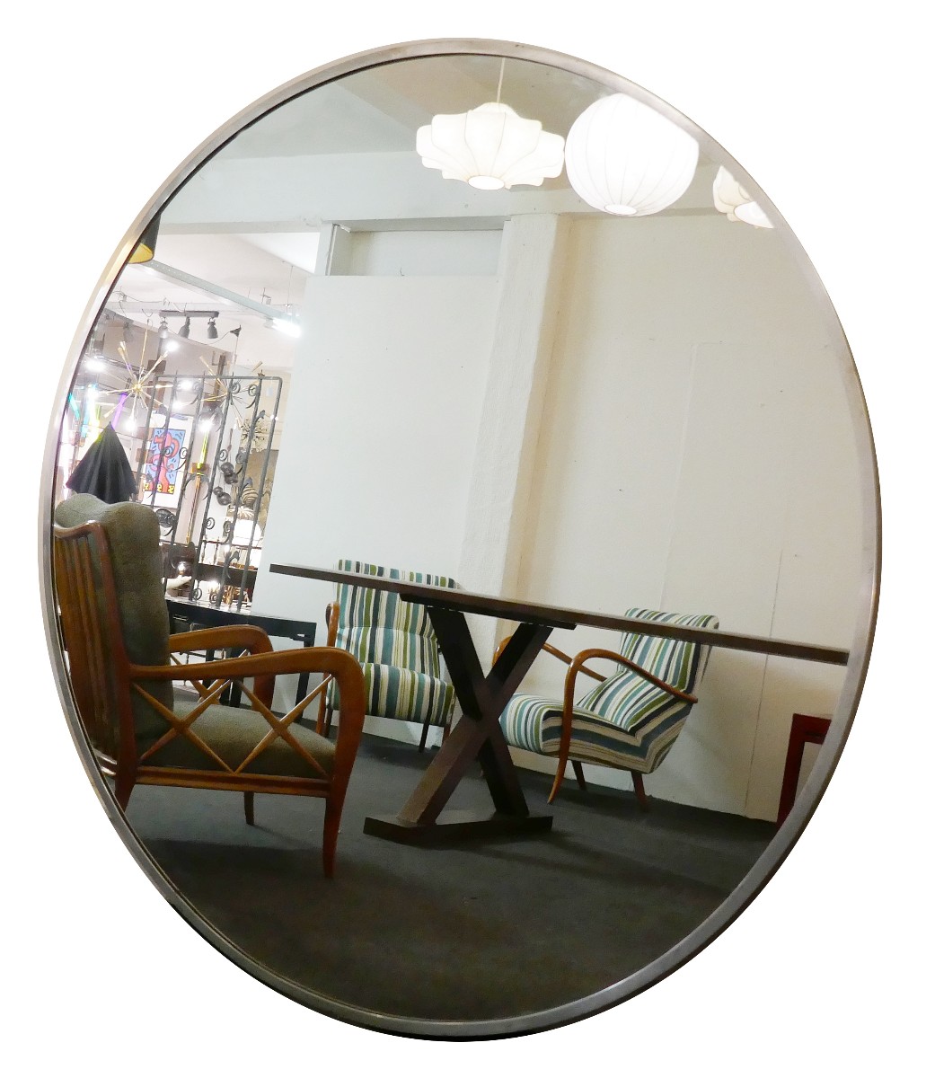 Oversized Round Mirror With Metal Frame