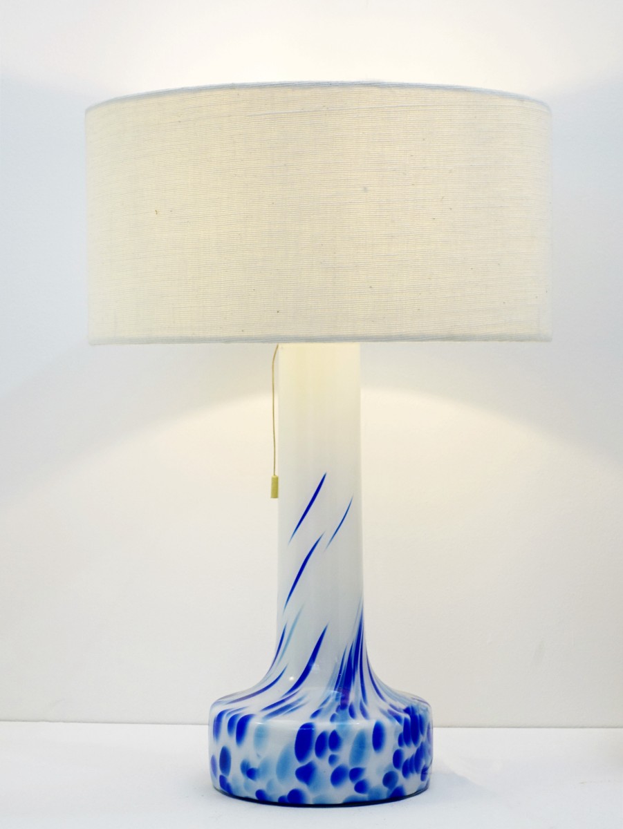 White And Blue Glass Table Lamp