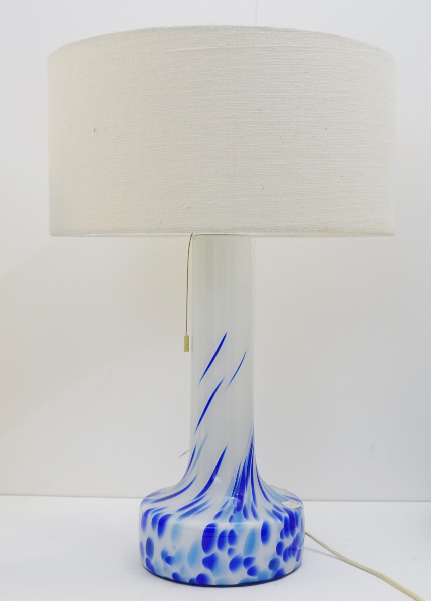 White And Blue Glass Table Lamp-photo-1