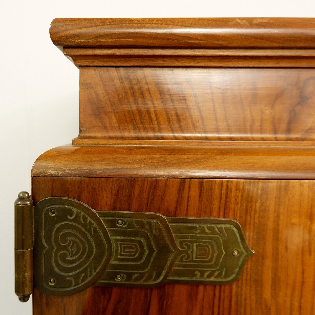 Wardrobe In Walnut And Bronze By Alfred Chambon - Belgium - 1920-photo-2