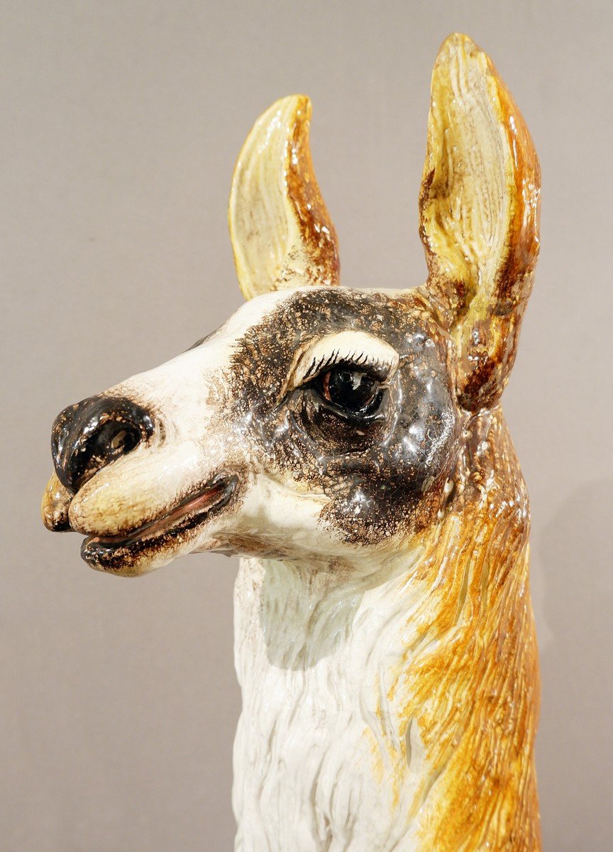 Large Lama In Enameled Ceramics, Italy, Around 1970-photo-2