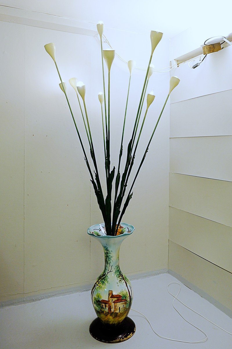 Italian Ceramic Vase Flowers Floor Lamp-photo-2