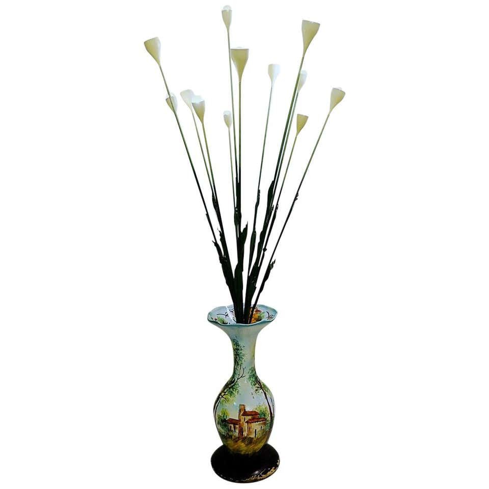 Italian Ceramic Vase Flowers Floor Lamp