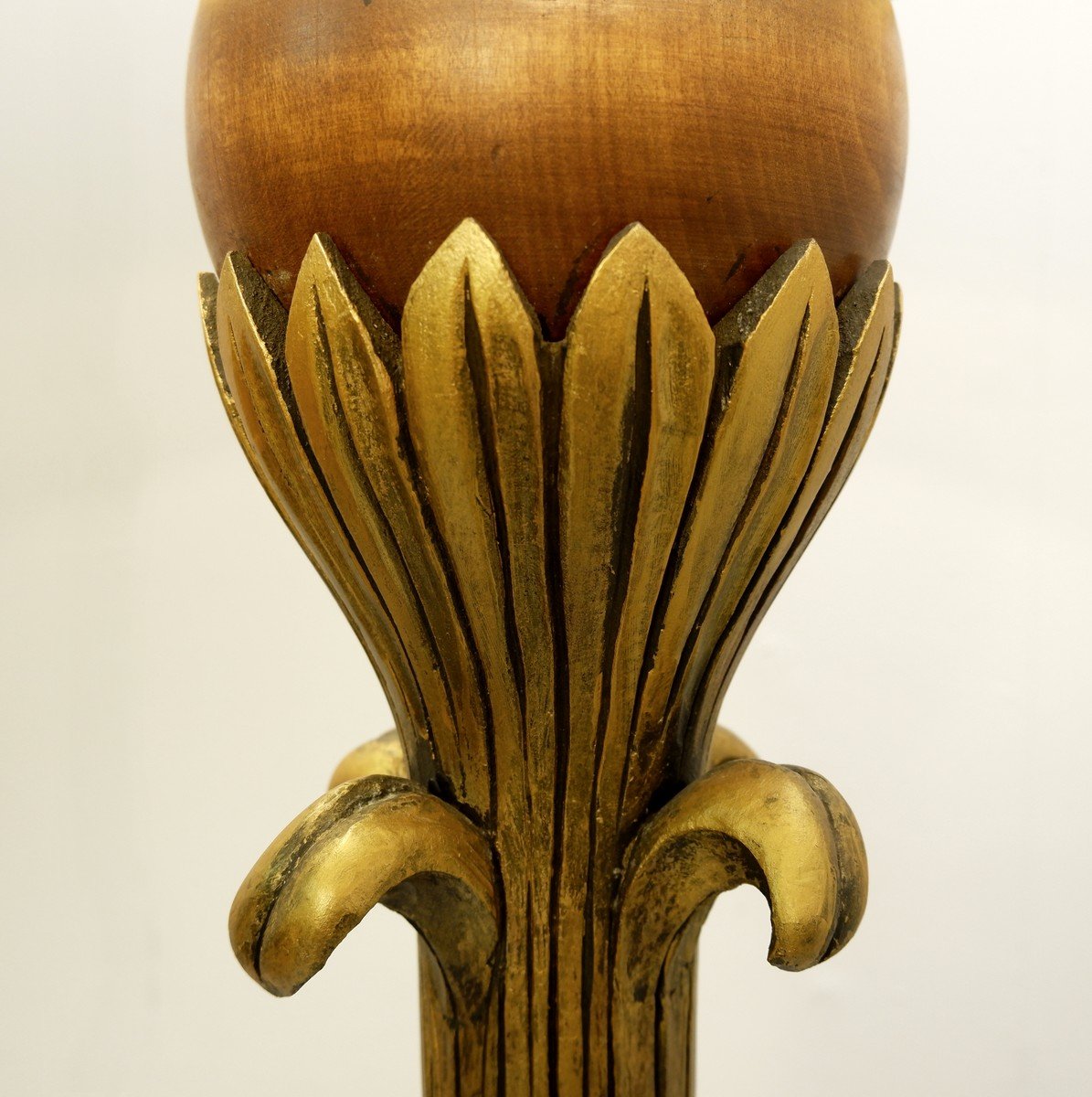 Floor Lamp In Golden Wood By Alfred Chambon - 1930-photo-2