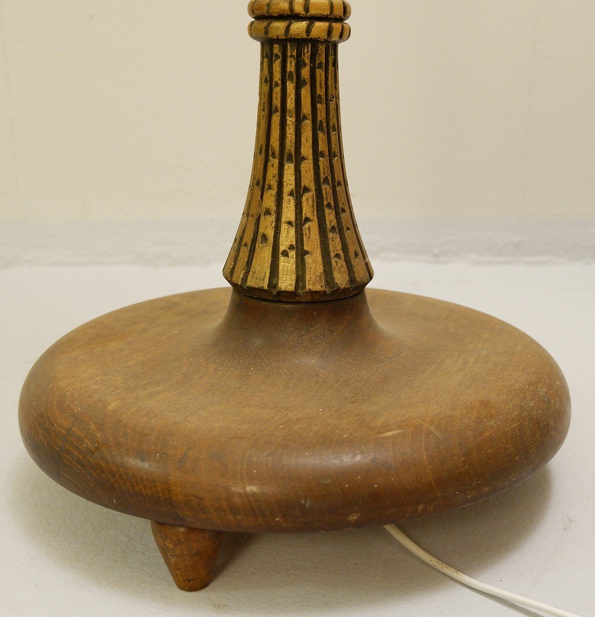 Floor Lamp In Golden Wood By Alfred Chambon - 1930-photo-4