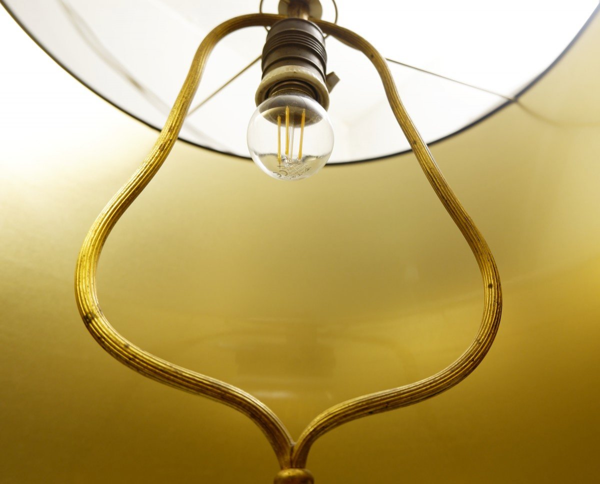 Floor Lamp In Golden Wood By Alfred Chambon - 1930-photo-2