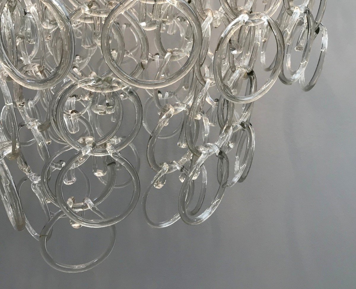 Italian Glass Link Chandelier - One Pair Available-photo-2