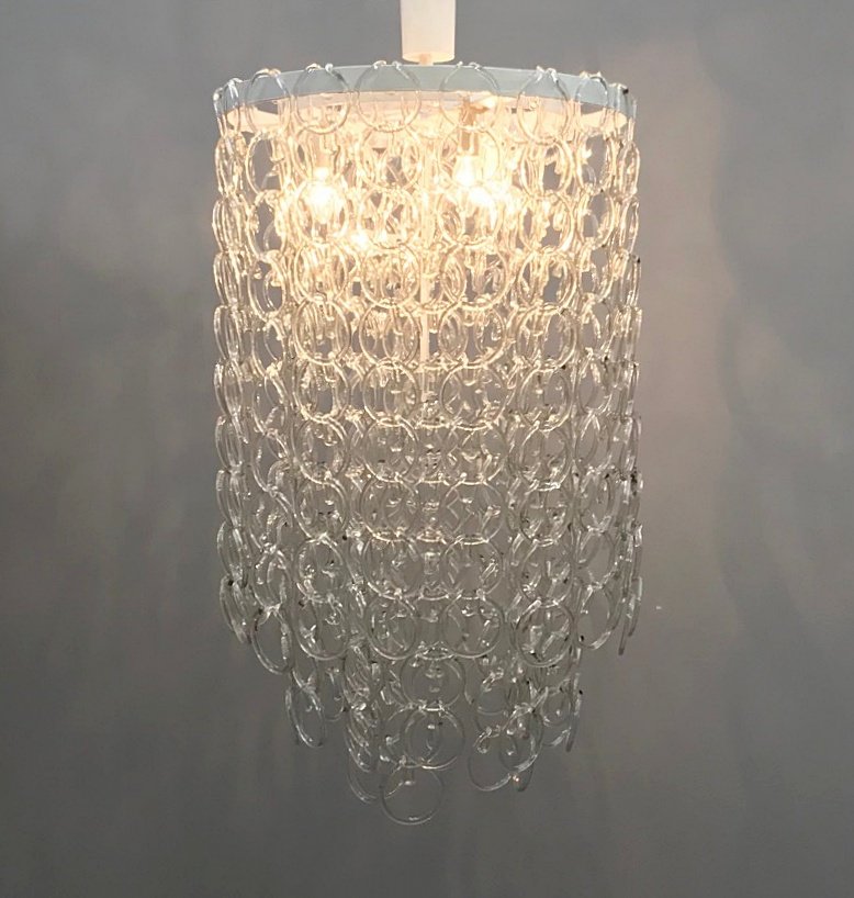 Italian Glass Link Chandelier - One Pair Available-photo-3