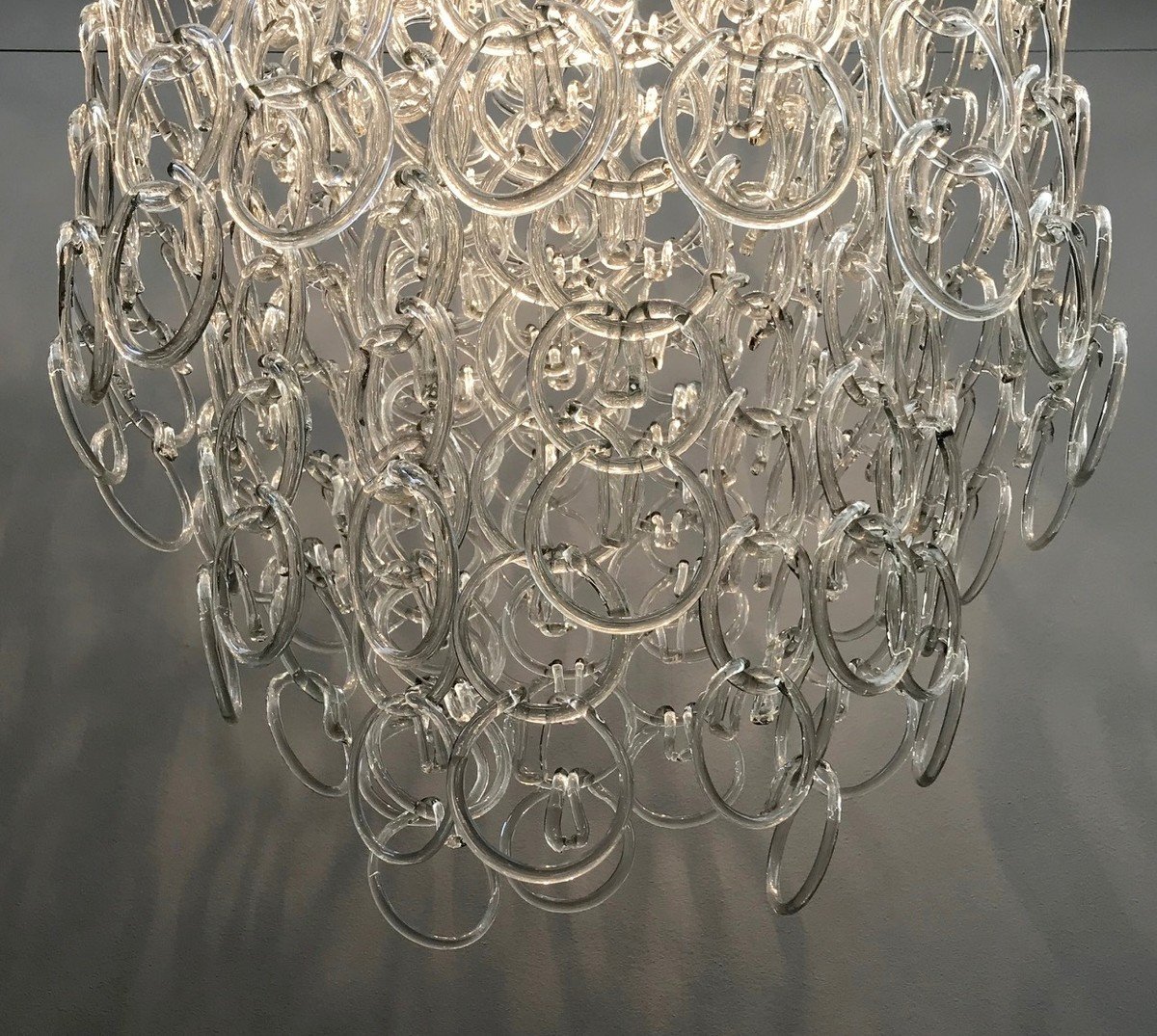 Italian Glass Link Chandelier - One Pair Available-photo-4