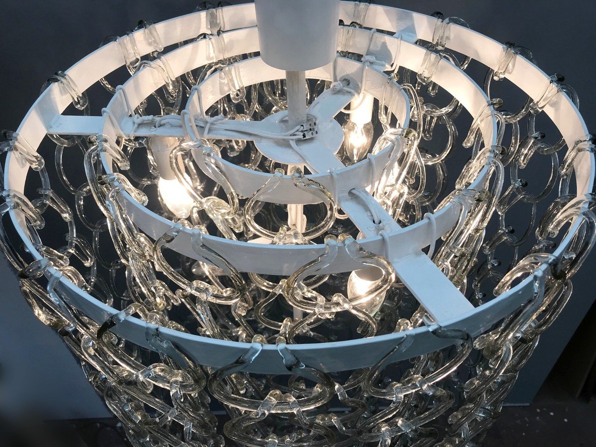  Lustre Italien à Maillons En Verre - Une Paire Disponible-photo-2