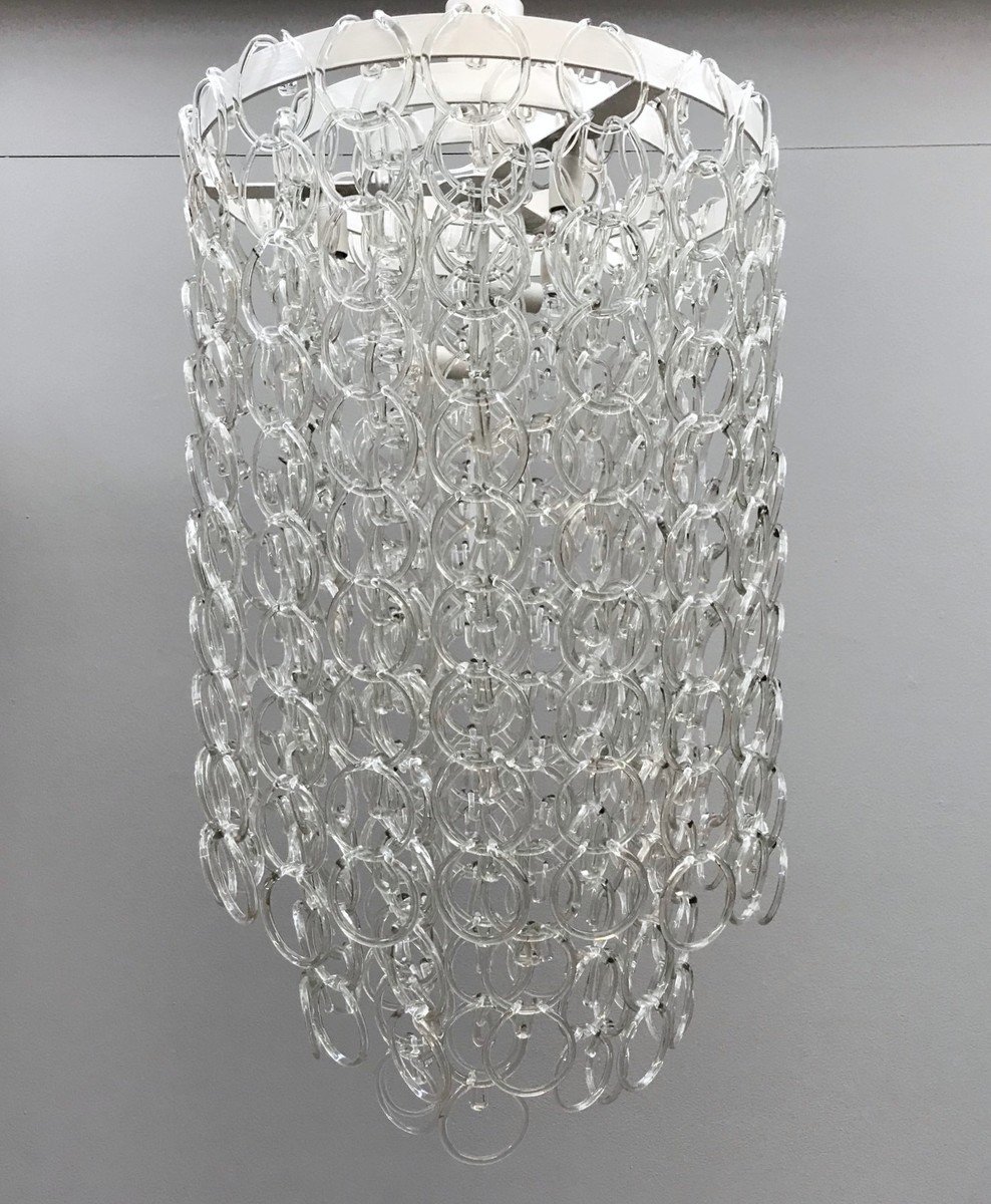 Italian Glass Link Chandelier - One Pair Available-photo-4