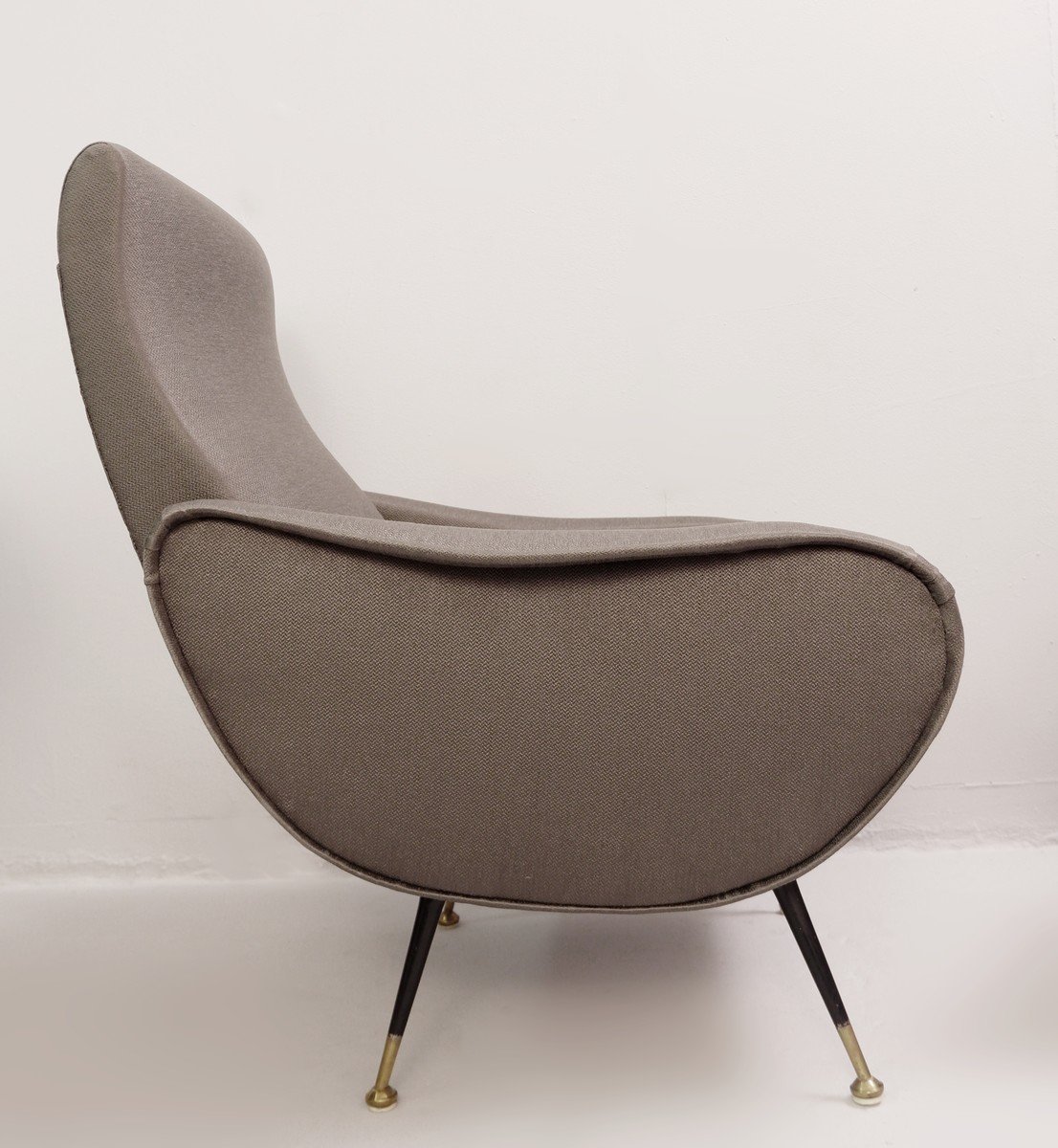  Paire De Fauteuils Italiens Dans Le Style De Marco Zanuso - Revêtement Gris Graphite Neuf-photo-4