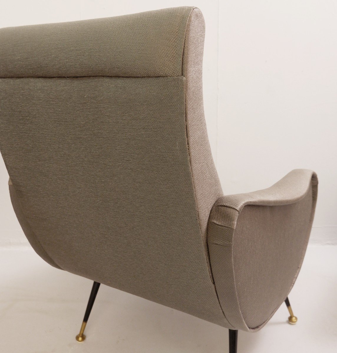 Pair Of Italian Armchairs In The Style Of Marco Zanuso - New Graphite Gray Coating-photo-3