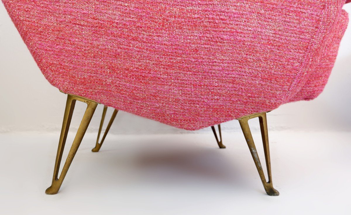Pair Of Italian High Back Armchairs - New Upholstery-photo-2