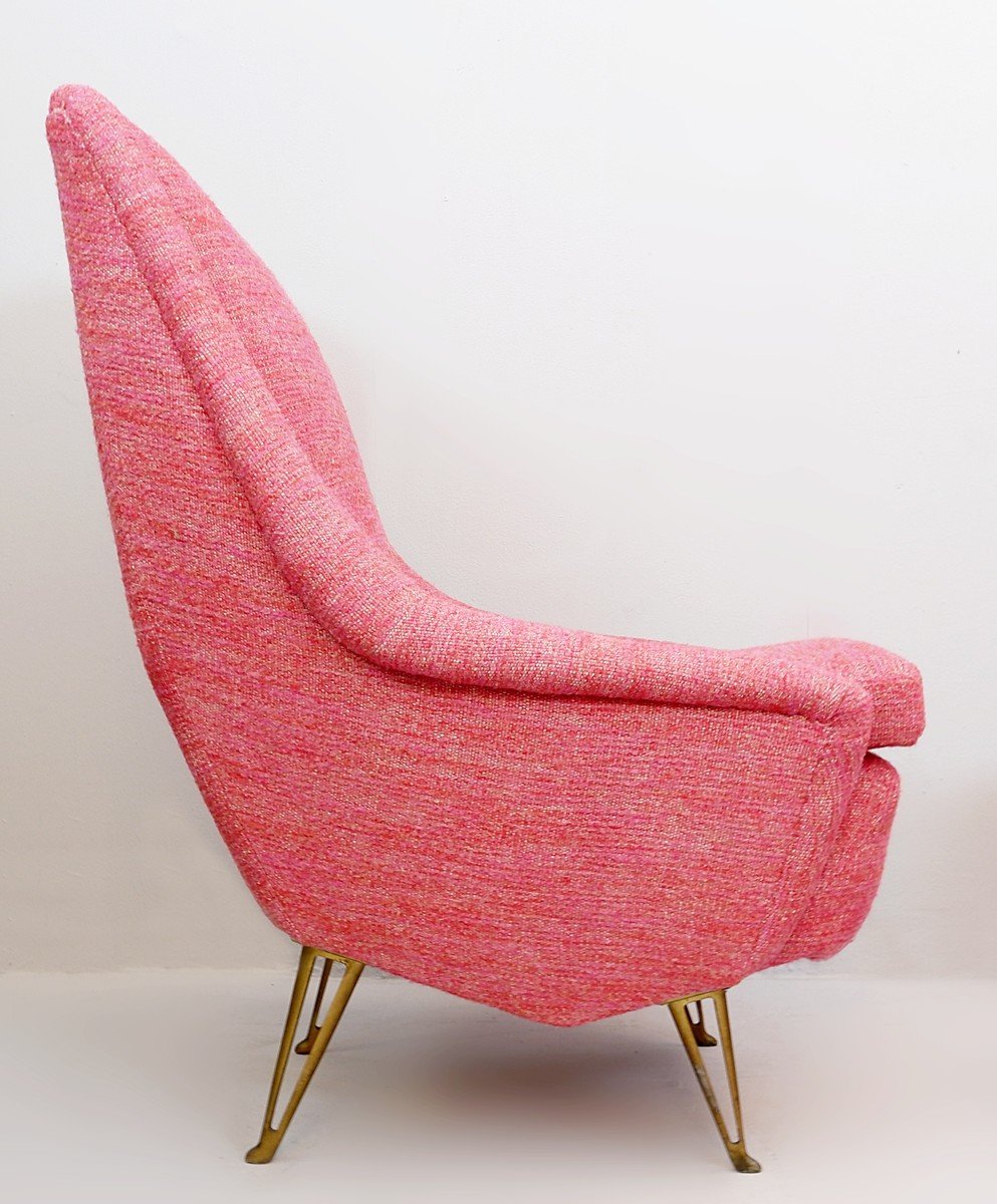 Pair Of Italian High Back Armchairs - New Upholstery-photo-5