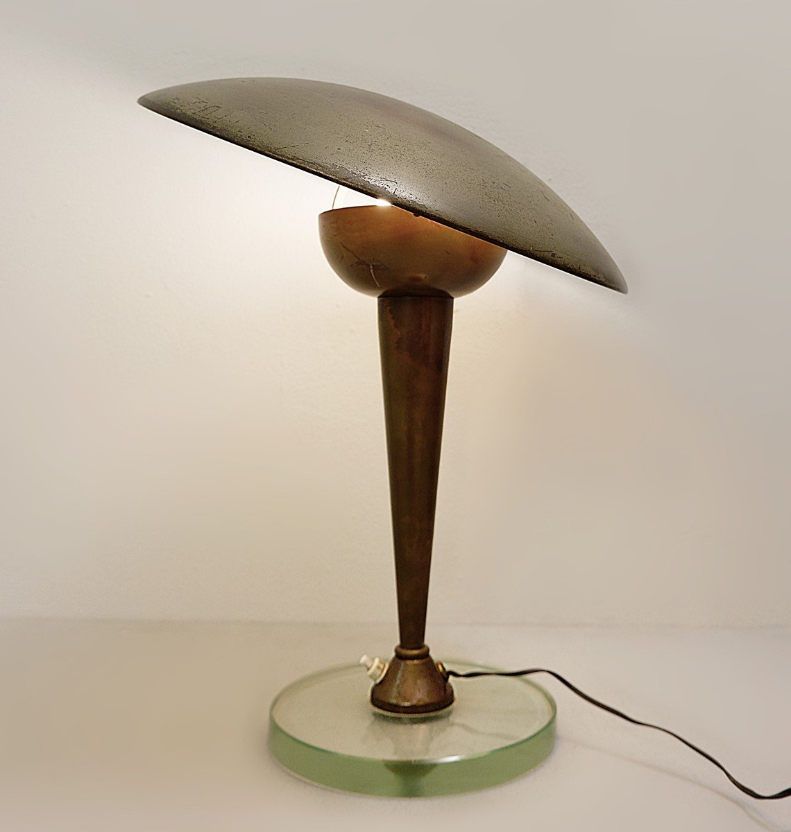 Lampe De Bureau En Laiton Et Verre De Stilnovo - 1950-photo-4