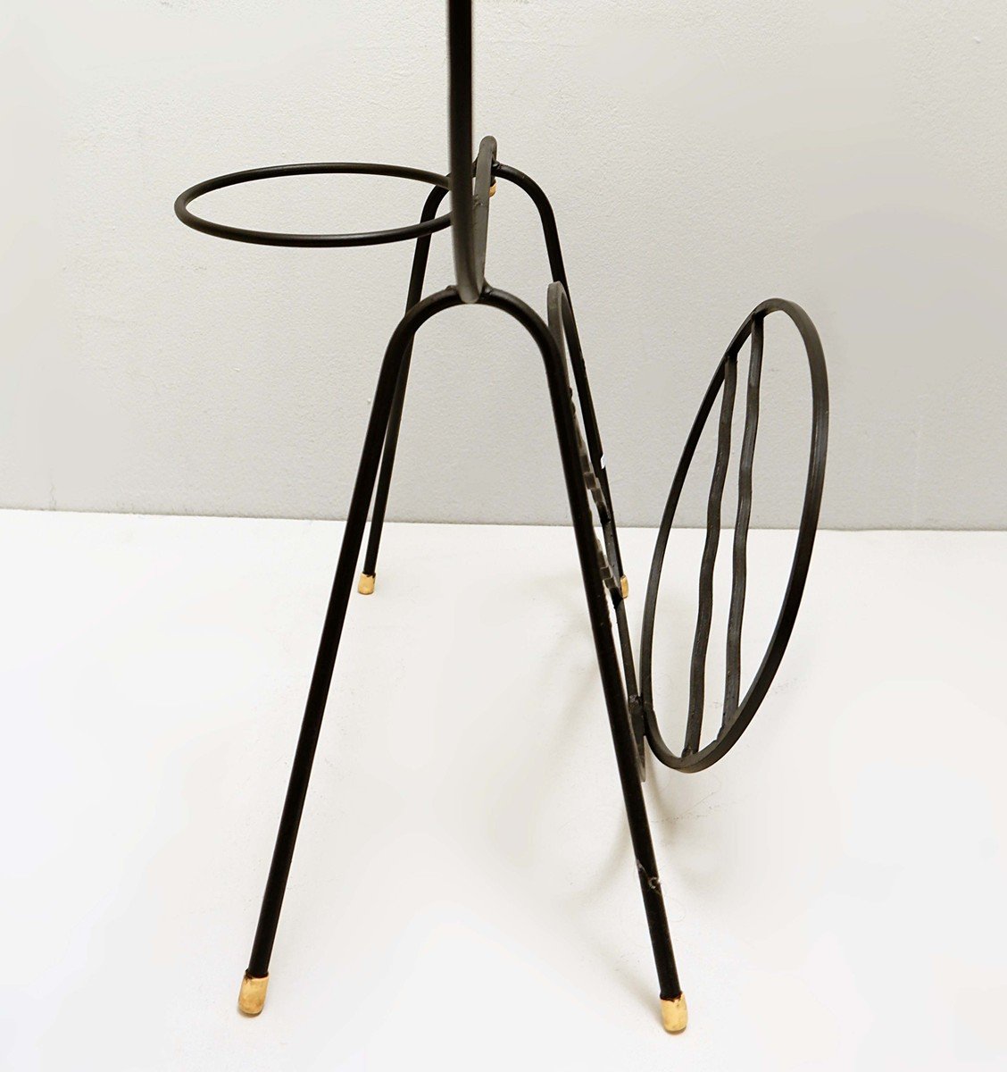 Bambi Magazine Rack And Plant Holder In Black Lacquered Metal 1960-photo-2