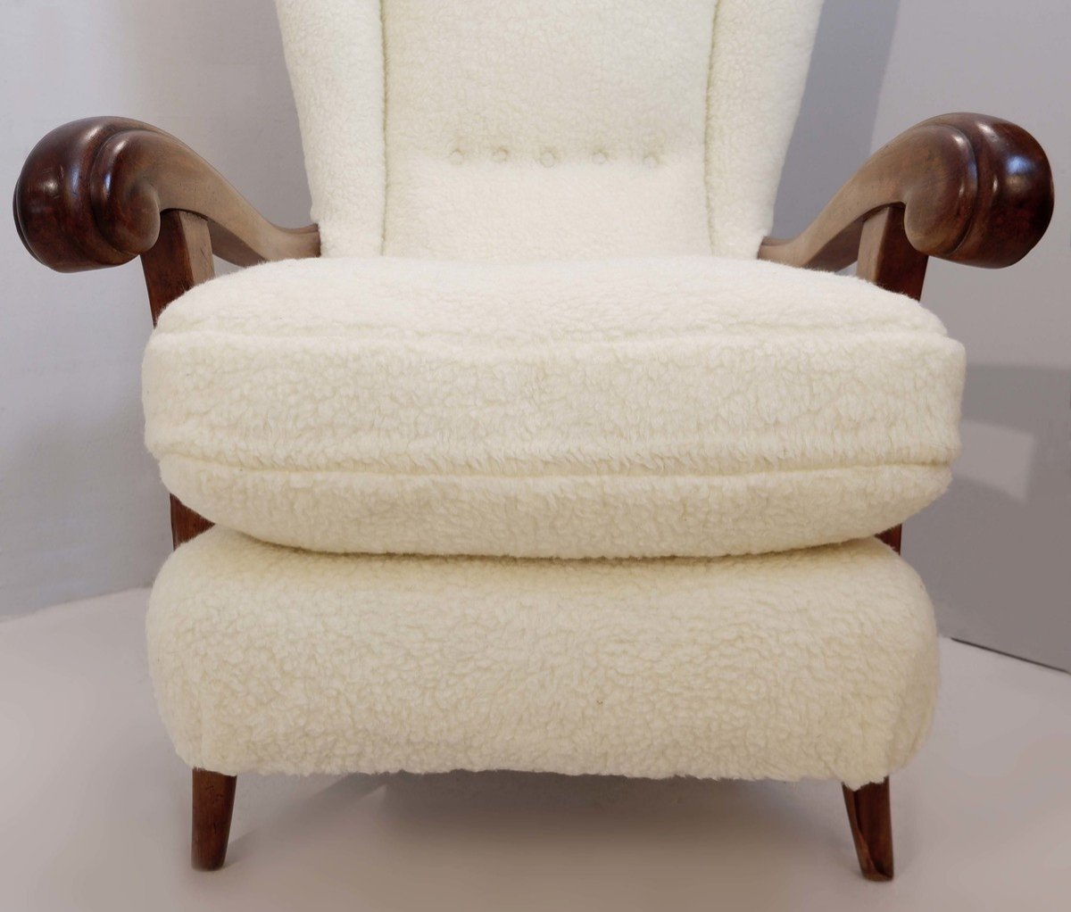 Faux Fur Upholstered Wingback Armchair-photo-1