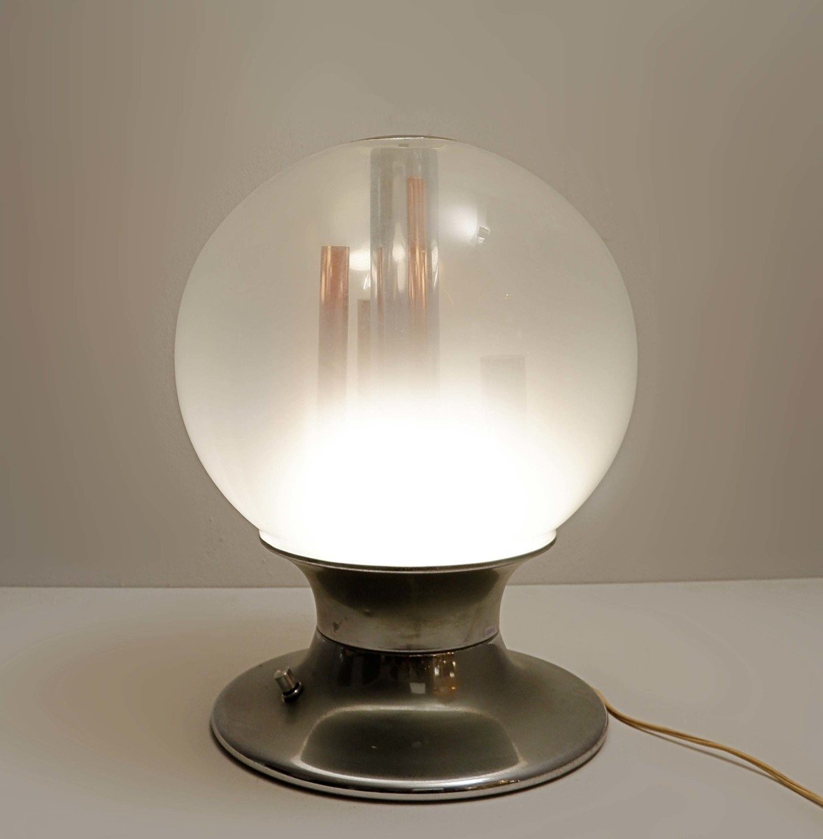 Murano Glass Globe And Copper Table By Angelo Brotto 1960s Table Lamp